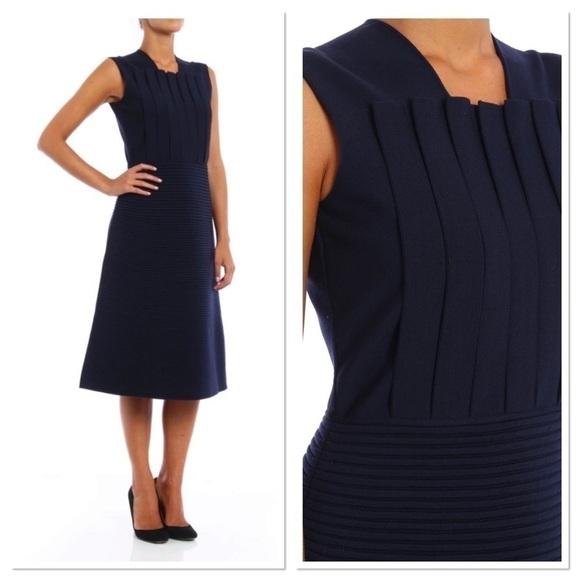 GIORGIO ARMANI PLEATED SLEEVELESS WOOL DRESS - Picture 2 of 11